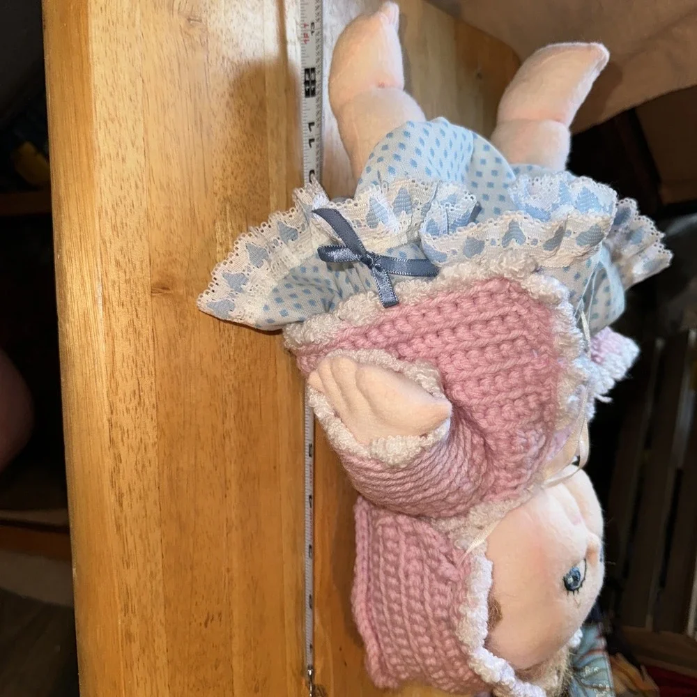 Handmade Soft Sculpture Cupie Baby Doll Girl Dress Sweater Bonnet Bloomers  12